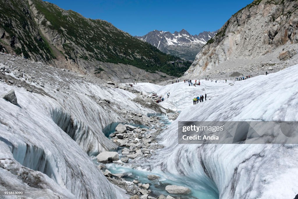 The valley glacier 'Mer de Glace' (Sea of Ice).