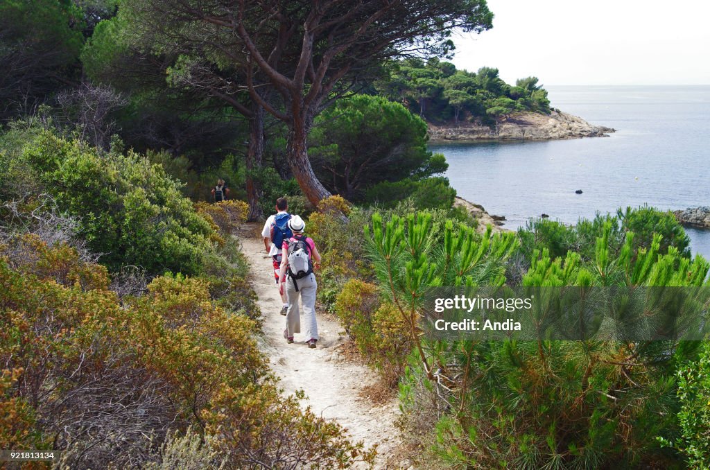 Path alongside the coast near the 'Cap Lardier' headland.