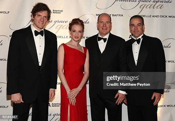 Writer Adam Rapp, dancer Gillian Murphy, HSH Prince Albert II of Monaco and actor Mandy Patinkin attend the 2009 Princess Grace Awards Gala at...