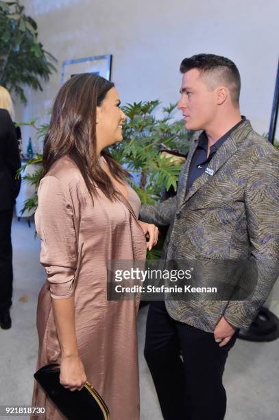 Actors Eva Longoria and Colton Haynes attend the Costume Designers Guild Awards at The Beverly Hilton Hotel on February 20, 2018 in Beverly Hills,...