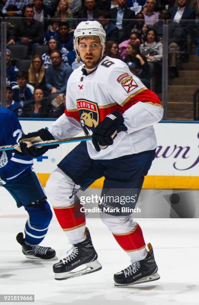Alex Petrovic of the Florida Panthers skates against the Toronto Maple Leafs during the third period at the Air Canada Centre on February 20, 2018 in...
