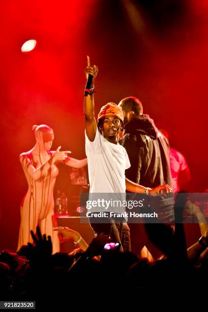 American rapper Jordan Terrell Carter aka Playboi Carti performs live on stage during a concert at the Festsaal Kreuzberg on February 20, 2018 in...