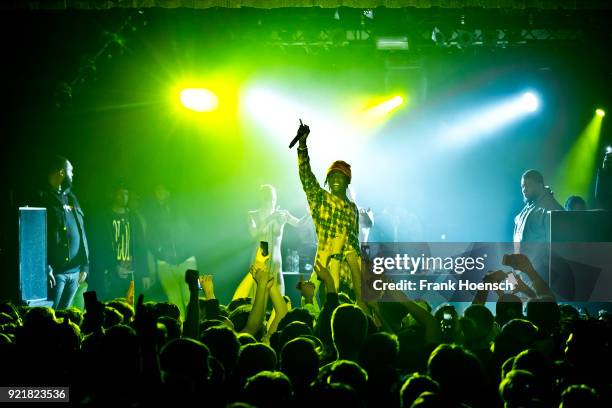 American rapper Jordan Terrell Carter aka Playboi Carti performs live on stage during a concert at the Festsaal Kreuzberg on February 20, 2018 in...