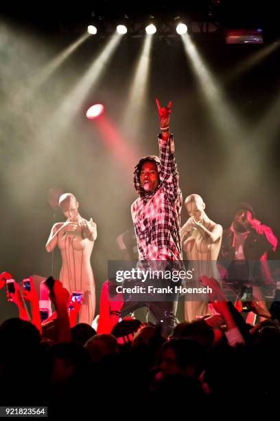 American rapper Jordan Terrell Carter aka Playboi Carti performs live on stage during a concert at the Festsaal Kreuzberg on February 20, 2018 in...