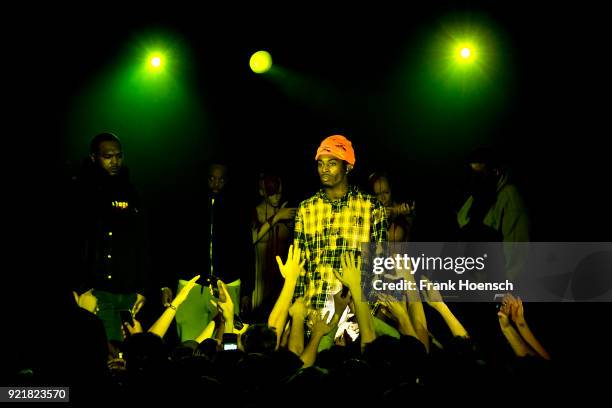 American rapper Jordan Terrell Carter aka Playboi Carti performs live on stage during a concert at the Festsaal Kreuzberg on February 20, 2018 in...