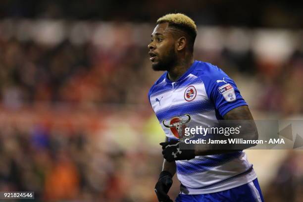 Leandro Bacuna of Reading during the Sky Bet Championship match between Nottingham Forest and Reading at City Ground on February 20, 2018 in...