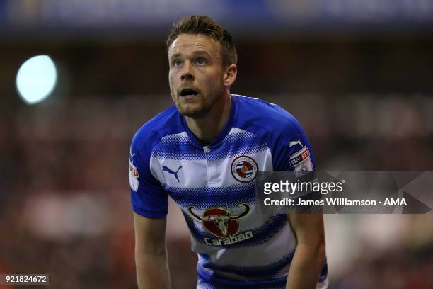 Chris Gunter of Reading during the Sky Bet Championship match between Nottingham Forest and Reading at City Ground on February 20, 2018 in...