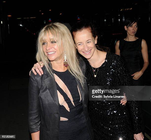Jo Wood and Leah Wood leaving Merah Club on October 21, 2009 in London, England.