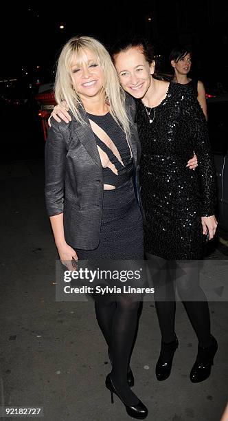 Jo Wood and Leah Wood leaving Merah Club on October 21, 2009 in London, England.