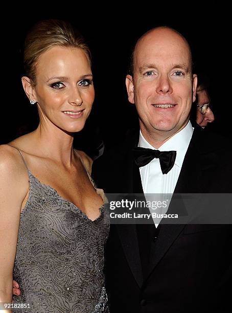 Charlene Wittstock and HSH Prince Albert II of Monaco attend the 2009 Princess Grace Awards Gala at Cipriani 42nd Street on October 21, 2009 in New...