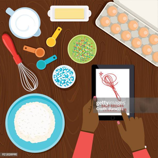 cooking and baking from above - computer cookies stock illustrations
