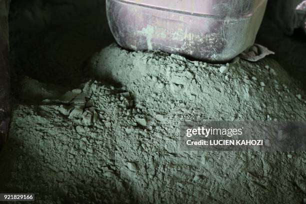 Raw cobalt powder is pictured after a first transformation at a plant in Lubumbashi on February 16 before being exported, mainly to China, to be...