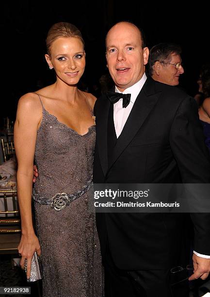 Charlene Wittstock and HSH Prince Albert II of Monaco attend The Princess Grace Awards Gala at Cipriani 42nd Street on October 21, 2009 in New York...