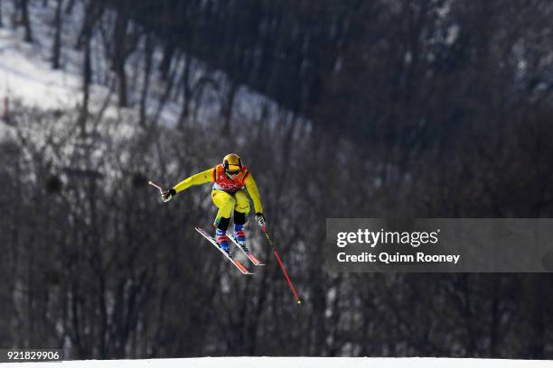 Florian Wilmsmann of Germany competes in the Freestyle Skiing Men's Ski Cross Seeding on day 12 of the PyeongChang 2018 Winter Olympic Games at...