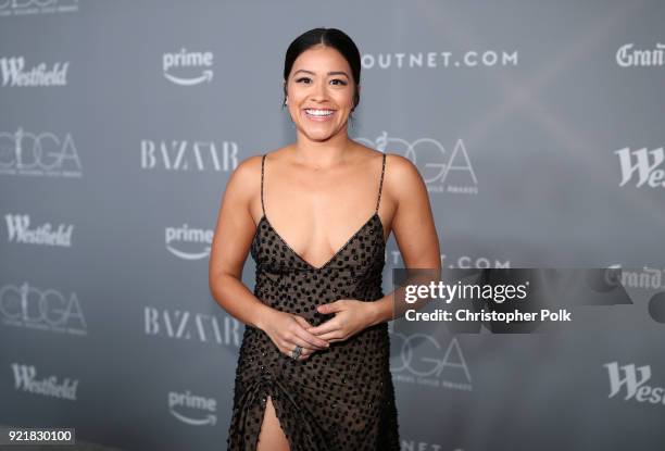 Host Gina Rodriguez attends the Costume Designers Guild Awards at The Beverly Hilton Hotel on February 20, 2018 in Beverly Hills, California.