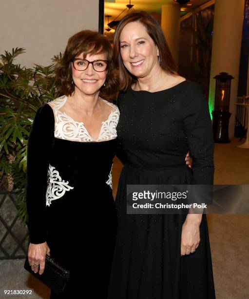 Actor Sally Field and producer Kathleen Kennedy attend the Costume Designers Guild Awards at The Beverly Hilton Hotel on February 20, 2018 in Beverly...