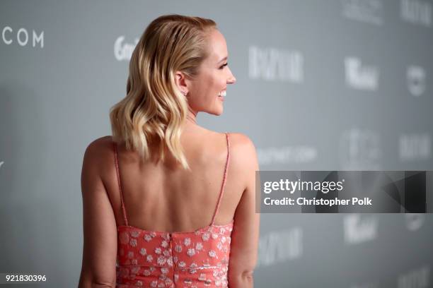 Actor Anna Camp, fashion detail, attends the Costume Designers Guild Awards at The Beverly Hilton Hotel on February 20, 2018 in Beverly Hills,...