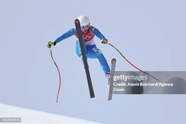 Nadia Fanchini of Italy crashes out during the Alpine Skiing Women's Downhill at Jeongseon Alpine Centre on February 21, 2018 in Pyeongchang-gun,...