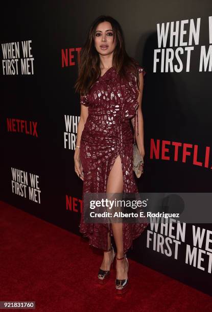 Actress Noureen DeWulf attends a special screening of Netflix's "When We First Met" at ArcLight Hollywood on February 20, 2018 in Hollywood,...