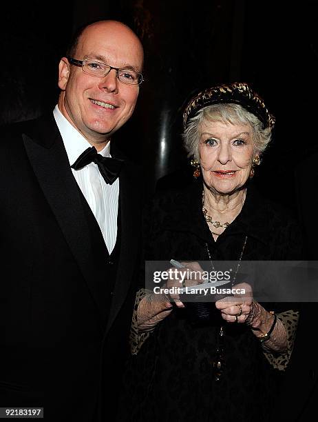 Prince Albert II of Monaco and ctress Elaine Stritch attend the 2009 Princess Grace Awards Gala at Cipriani 42nd Street on October 21, 2009 in New...