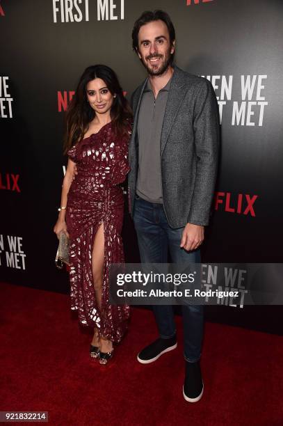 Actress Noureen DeWulf and NHL player Ryan Miller attend a special screening of Netflix's "When We First Met" at ArcLight Hollywood on February 20,...