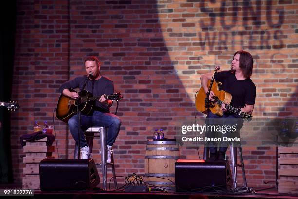 Singer/Songwriters Shane McAnally and Brad Warren performs onstage during the CMA Songwriters Series Celebrating CMA's 9th Annual Tripple Play Awards...