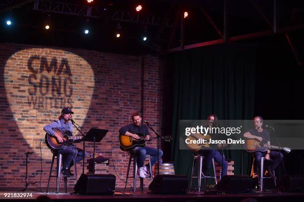 Singer/Songwriters Ross Copperman, Shane McAnally, Brad Warren and Brett Warren perform onstage during the CMA Songwriters Series Celebrating CMA's...