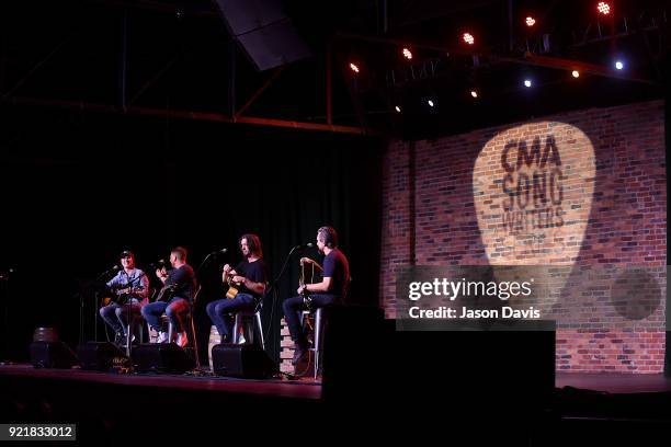 Singer/Songwriters Ross Copperman, Shane McAnally, Brad Warren and Brett Warren perform onstage during the CMA Songwriters Series Celebrating CMA's...