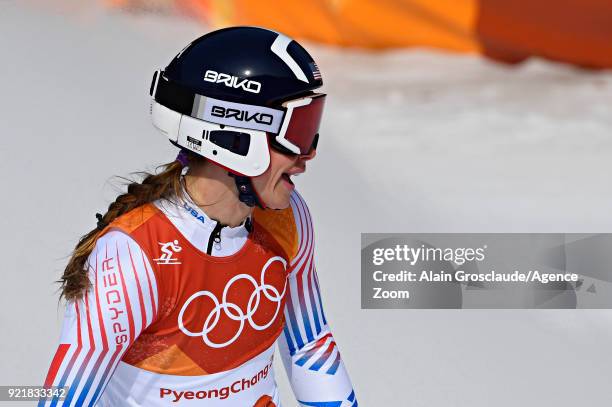 Laurenne Ross of USA competes during the Alpine Skiing Women's Downhill at Jeongseon Alpine Centre on February 21, 2018 in Pyeongchang-gun, South...