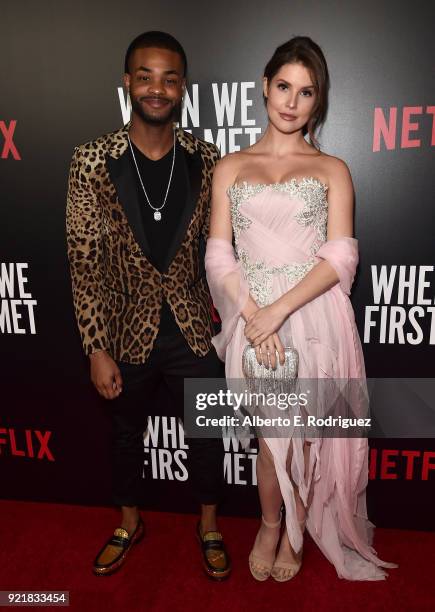 Actors Andrew Bachelor and Amanda Cerny attend a special screening of Netflix's "When We First Met" at ArcLight Hollywood on February 20, 2018 in...