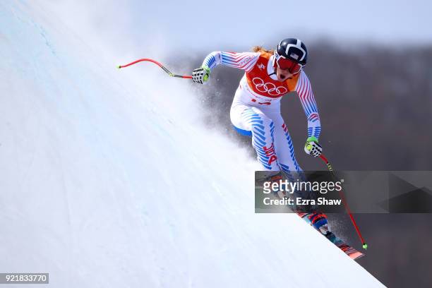 Laurenne Ross of the United States competes during the Ladies' Downhill on day 12 of the PyeongChang 2018 Winter Olympic Games at Jeongseon Alpine...