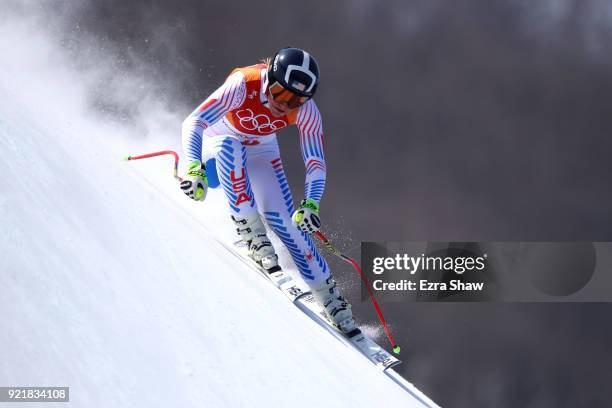 Alice McKennis of the United States competes during the Ladies' Downhill on day 12 of the PyeongChang 2018 Winter Olympic Games at Jeongseon Alpine...