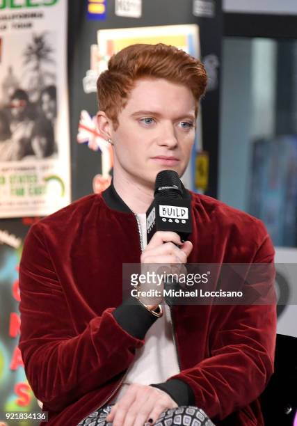Actor Brendan Scannell visits Build Studio to discuss the TV series "Heathers" at Build Studio on February 20, 2018 in New York City.