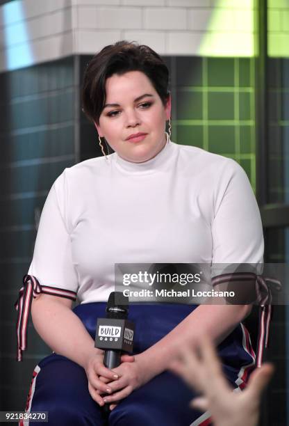 Actress Melanie Field visits Build Studio to discuss the TV series "Heathers" at Build Studio on February 20, 2018 in New York City.