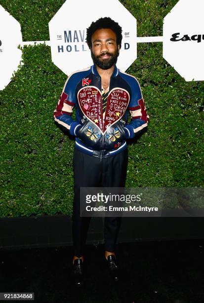 Donald Glover attends Esquire's 'Mavericks of Hollywood' Celebration presented by Hugo Boss on February 20, 2018 in Los Angeles, California.