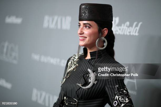 Costume designer Sara Sensoy, fashion detail, attends the Costume Designers Guild Awards at The Beverly Hilton Hotel on February 20, 2018 in Beverly...