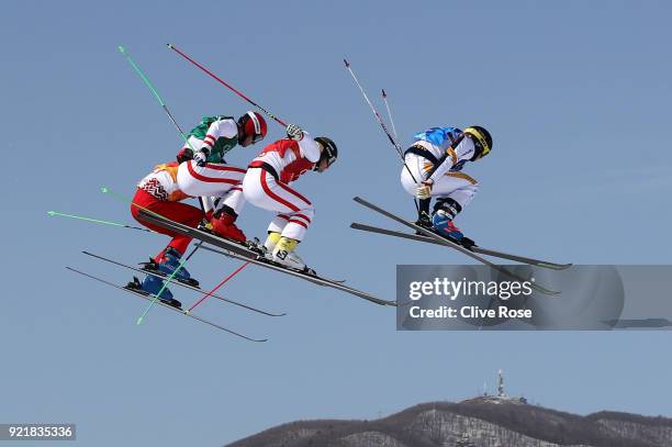Christoph Wahrestoetter of Austria, Erik Mobaerg of Sweden, Semen Denishchivok of Olympic athletes of Russia and Robert Winkler compete in the...
