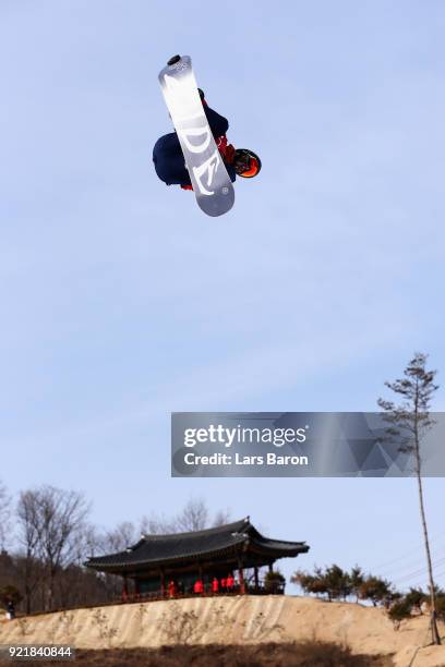 Billy Morgan of Great Britain competes during the Men's Big Air Qualification Heat 2 on day 12 of the PyeongChang 2018 Winter Olympic Games at...