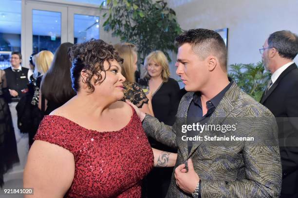 Actors Keala Settle and Colton Haynes attend the Costume Designers Guild Awards at The Beverly Hilton Hotel on February 20, 2018 in Beverly Hills,...