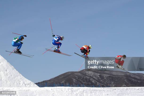Christopher Delbosco of Canada, Siegmar Klotz of Italy, Sergey Ridzik of Olympic athletes of Russia and Francois Place of France in the Freestyle...