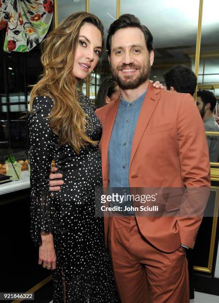 Elizabeth Chambers and Edgar Ramirez attend GQ and Oliver Peoples Celebrate Timothee Chalamet March Cover Dinner at Nomad Los Angeles on February 20,...