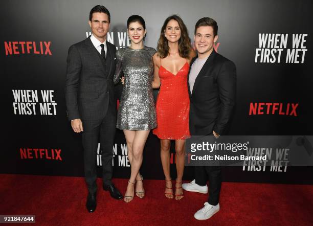 Actors Robbie Amell, Alexandra Daddario, Shelley Hennig and Adam DeVine attend Special Screening Of Netflix Original Film' "When We First Met" at...