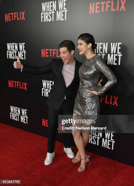 Actor Adam DeVine and Alexandra Daddario attend Special Screening Of Netflix Original Film' "When We First Met" at ArcLight Theaters at ArcLight...