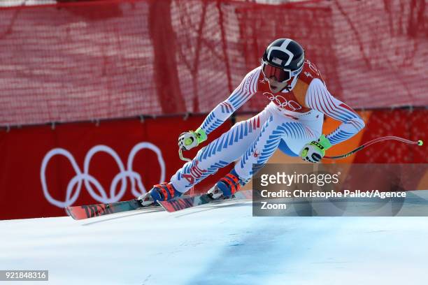 Laurenne Ross of USA in action during the Alpine Skiing Women's Downhill at Jeongseon Alpine Centre on February 21, 2018 in Pyeongchang-gun, South...