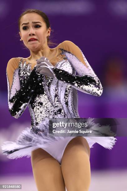 Alina Zagitova of Olympic Athlete from Russia competes during the Ladies Single Skating Short Program on day twelve of the PyeongChang 2018 Winter...