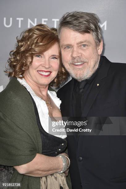 Marilou York and Mark Hamill attend the 20th CDGA - Arrivals on February 20, 2018 in Beverly Hills, California.