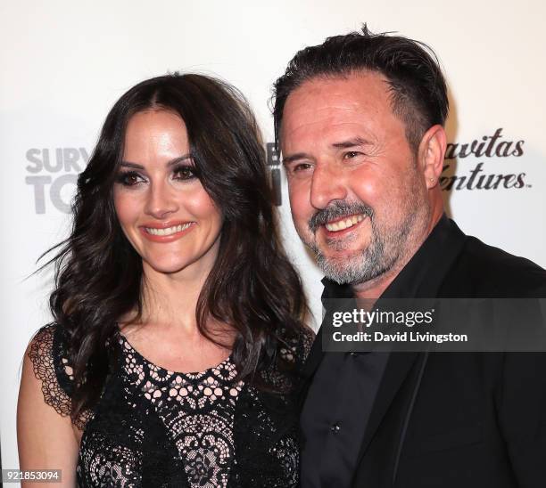 Journalist Christina McLarty and husband actor David Arquette attend the premiere of Gravitas Pictures' "Survivors Guide to Prison" at The Landmark...