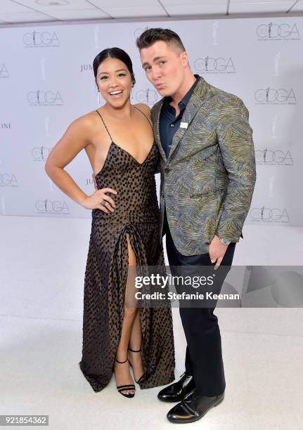 Host Gina Rodriguez and actor Colton Haynes attend the Costume Designers Guild Awards at The Beverly Hilton Hotel on February 20, 2018 in Beverly...