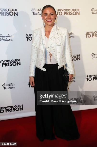 Actress Briana Evigan attends the premiere of Gravitas Pictures' "Survivors Guide to Prison" at The Landmark on February 20, 2018 in Los Angeles,...