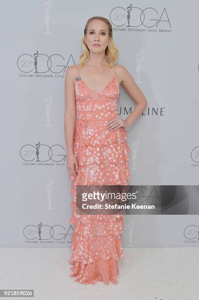 Actor Anna Camp attends the Costume Designers Guild Awards at The Beverly Hilton Hotel on February 20, 2018 in Beverly Hills, California.